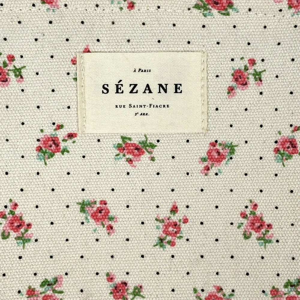 Sezane Pink Floral Ruffle Trim Small Cosmetic Makeup Bag Victorian Cottagecore